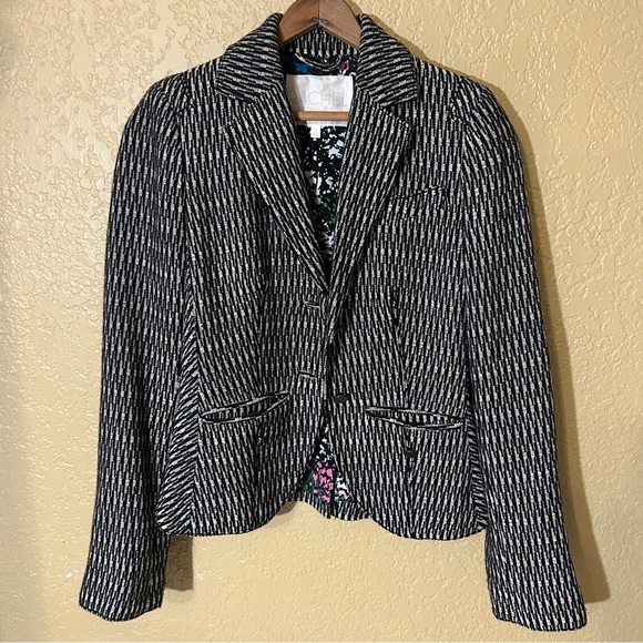 RACHEL RACHEL ROY Womens Black Stretch Floral Wear To Work Blazer Jacket main image 1